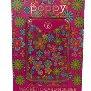 XO Poppy Floral Magnetic Card Holder - Pink
